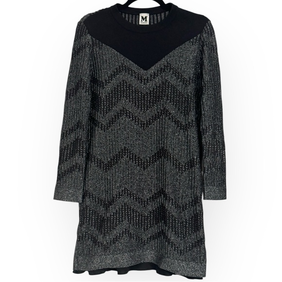 MISSONI $745 Retail Bicolor Mesh Long Sleeve Lurex Dress, Size 38 (US 6/8) - Picture 5 of 16